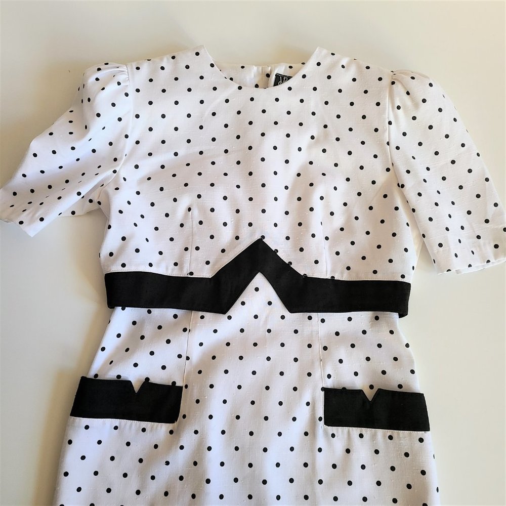 J. R Petite by Joseph Ribkoff 80s Polka Dot Dress - Picture 5 of 15